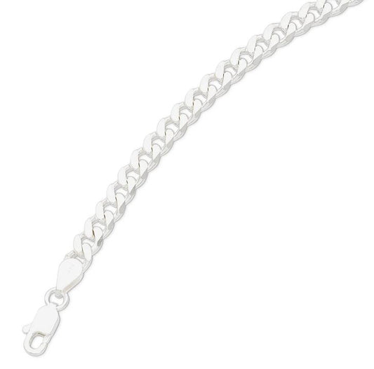 Image of Flats. Productname: 55cm 5.4mm Width Flat Curb Necklace in Sterling Silver in Silver colour by brand - Bevilles