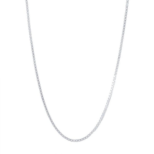 Image of Necklaces. Productname: 60cm 2mm Width Box Chain Necklace in Sterling Silver in colour by brand - Bevilles
