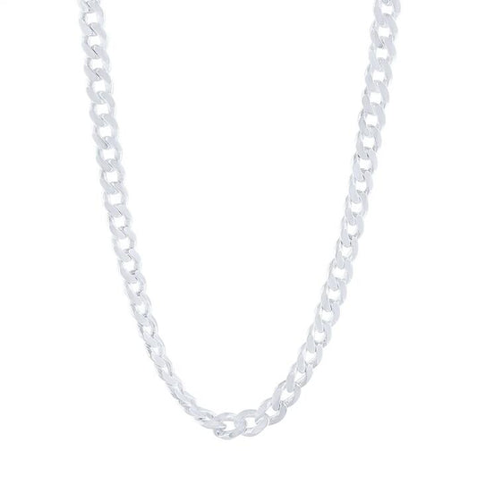 Image of Necklaces. Productname: 50cm 8mm Width Flat Curb Chain Necklace in Sterling Silver in Silver colour by brand - Bevilles