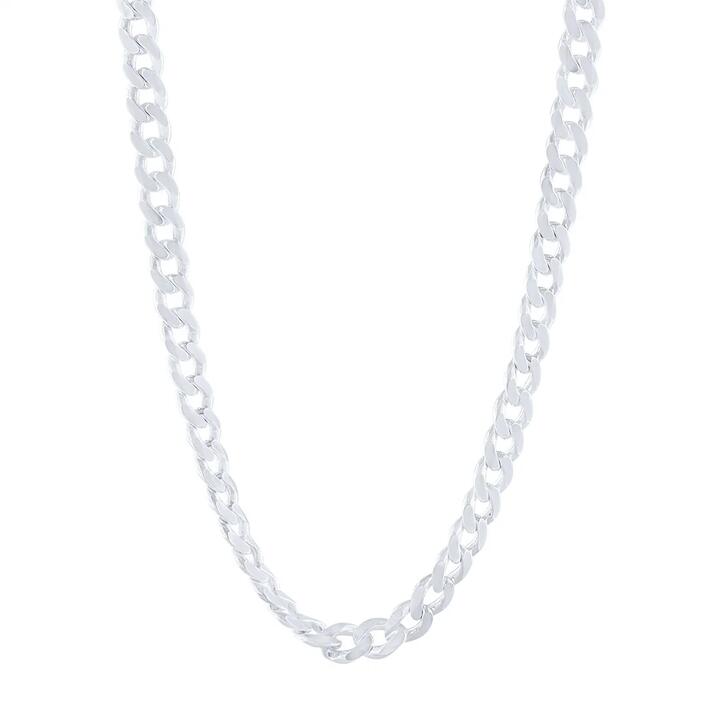 Image of Necklaces. Product name - 50cm 8mm Width Flat Curb Chain Necklace in Sterling Silver in colour by brand - Bevilles