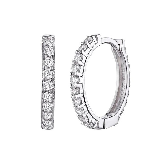 Image of Earrings. Productname: Sterling Silver Cubic Zirconia Claw Set Hoop Earrings 17mm in Silver colour by brand - Bevilles