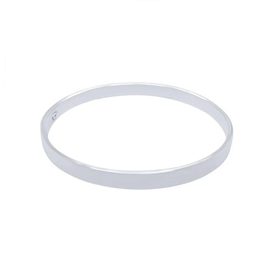 Image of Jewelry. Productname: 6mm by 66mm Hollow Plain Bangle in Sterling Silver in Silver colour by brand - Bevilles