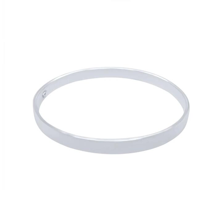 Image of Jewelry. Productname: 6mm by 66mm Hollow Plain Bangle in Sterling Silver in Silver colour by brand - Bevilles