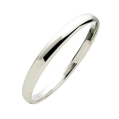 Image of Jewelry. Productname: Sterling Silver 7mm x 69mm Half Round Bangle in Silver colour by brand - Bevilles