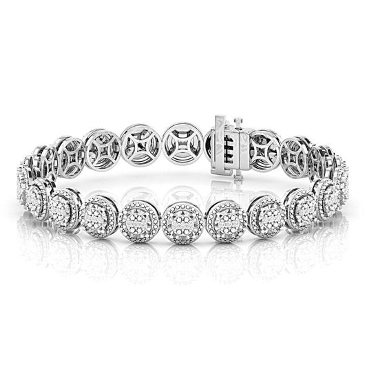 Image of Bracelets. Product name - 18cm Miracle Surround Tennis Bracelet with 0.50tw of Diamonds in Sterling Silver in colour by brand - Bevilles