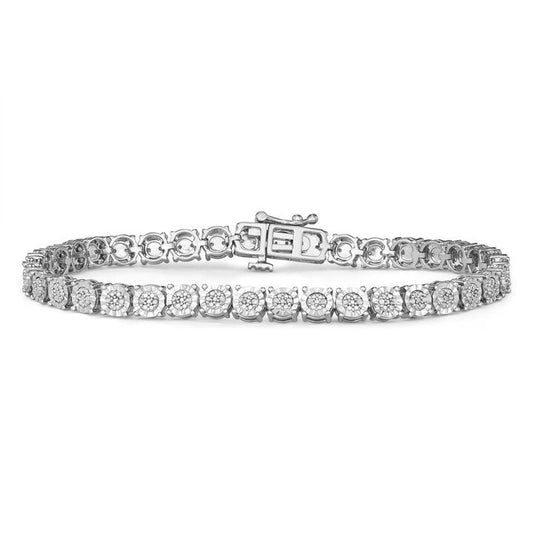Image of Bracelets. Product name - 18cm Miracle Tennis Bracelet with 0.50tw of Diamonds in Sterling Silver in colour by brand - Bevilles