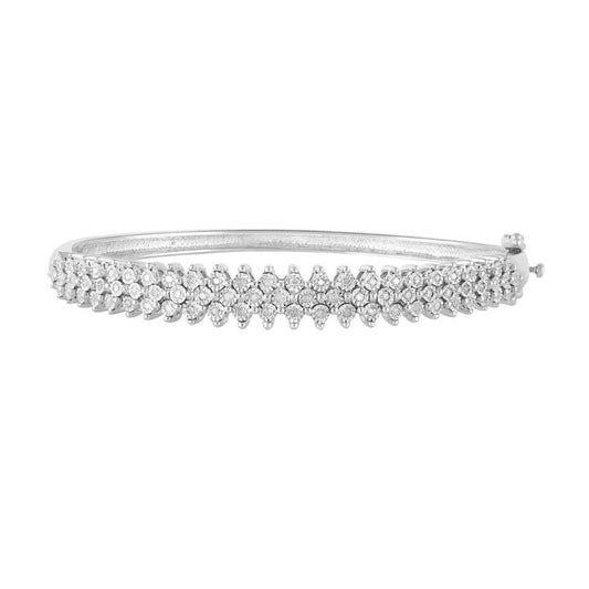 Image of a model wearing Dress. Productname: Sterling Silver 0.40ct Diamond Dress Bangle in Diamond colour by brand - Bevilles