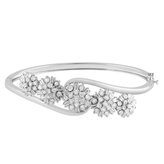 Image of Jewelry. Product name - 61mm Sterling Silver Fancy Cluster Bangle with 0.50tw of Diamonds in colour by brand - Bevilles