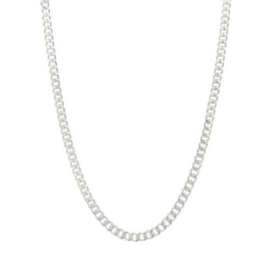 Image of Necklaces. Product name - 45cm 3mm Width Curb Chain Necklace in Sterling Silver in colour by brand - Bevilles