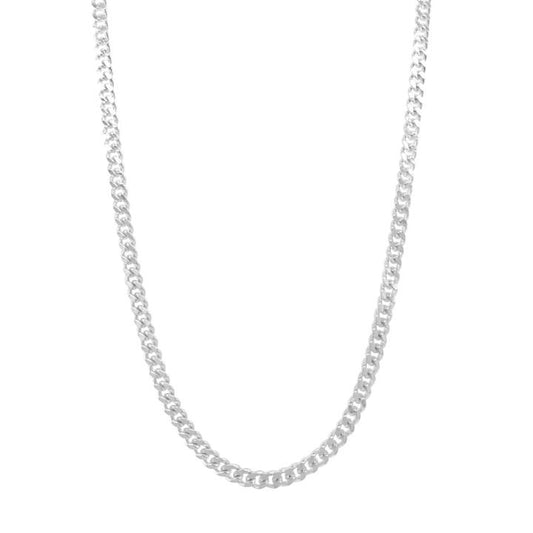 Image of Necklaces. Productname: 55cm 3mm Width Curb Chain Necklace in Sterling Silver in Silver colour by brand - Bevilles