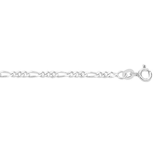 Image of Necklaces. Product name - 50cm 2mm-2.5mm Width Figaro Chain Necklace in Sterling Silver in colour by brand - Bevilles