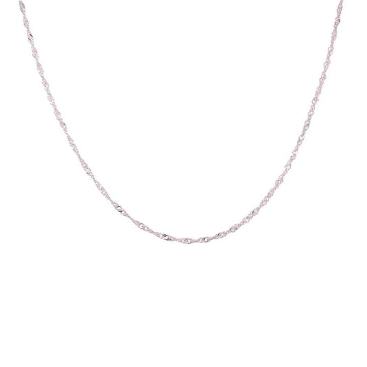 Image of Necklaces. Productname: 45cm 1mm-1.5mm Width Singapore Twist Chain Necklace in Sterling Silver in Silver colour by brand - Bevilles