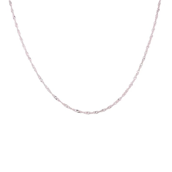 Image of Necklaces. Product name - 45cm 1mm-1.5mm Width Singapore Twist Chain Necklace in Sterling Silver in colour by brand - Bevilles