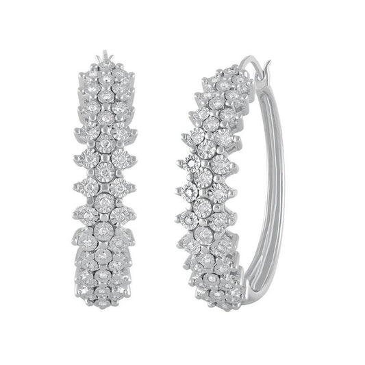 Image of Earrings. Productname: Sterling Silver 0.40ct Diamond Hoop Earrings in Diamond colour by brand - Bevilles