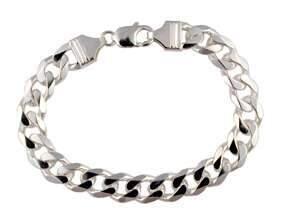 Image of Bracelets. Product name - 23cm 11mm Curb Bracelet in Sterling Silver in colour by brand - Bevilles