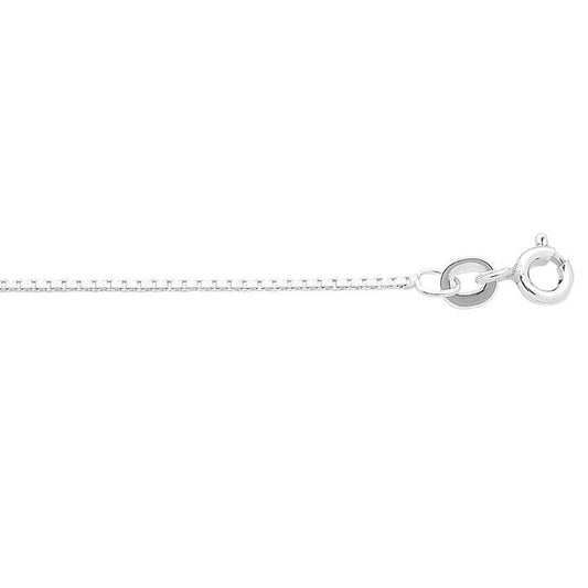 Image of Necklaces. Productname: 50cm 1mm Width Box Chain Necklace in Sterling Silver in colour by brand - Bevilles