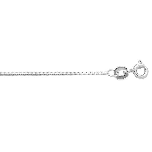Image of Necklaces. Productname: 65cm 1mm Width Box Chain Necklace in Sterling Silver in Silver colour by brand - Bevilles
