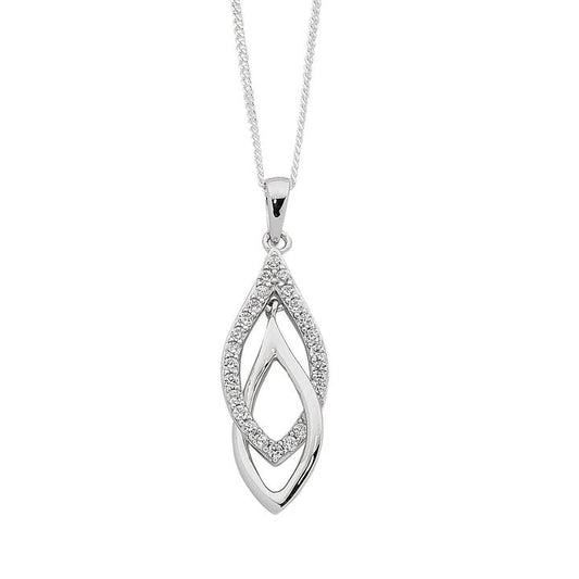 Image of Necklaces. Productname: 45cm Sterling Silver Interlocked Drop Necklace in Silver colour by brand - Bevilles