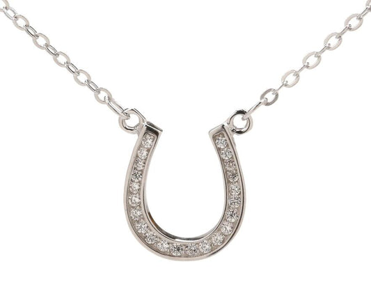 Image of Necklaces. Productname: 45cm Horseshoe Pendant Necklace in Sterling Silver in Silver colour by brand - Bevilles