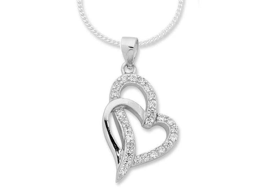 Image of Necklaces. Productname: 45cm Sterling Silver Interlocking Heart Necklace in Silver colour by brand - Bevilles