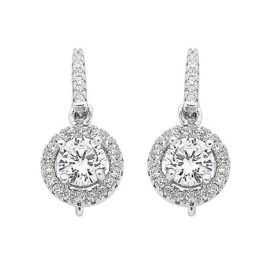 Image of Earrings. Productname: Sterling Silver Cubic Zirconia Hook Drop Earrings in Silver colour by brand - Bevilles