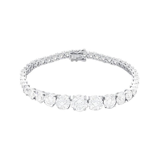 Image of Bracelets. Product name - 18cm Graduated Cubic Zirconia Tennis Bracelet in Sterling Silver in colour by brand - Bevilles