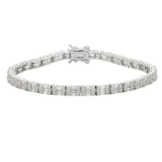 Image of Bracelets. Product name - 18cm Fancy Cubic Zirconia Tennis Bracelet in Sterling Silver in colour by brand - Bevilles