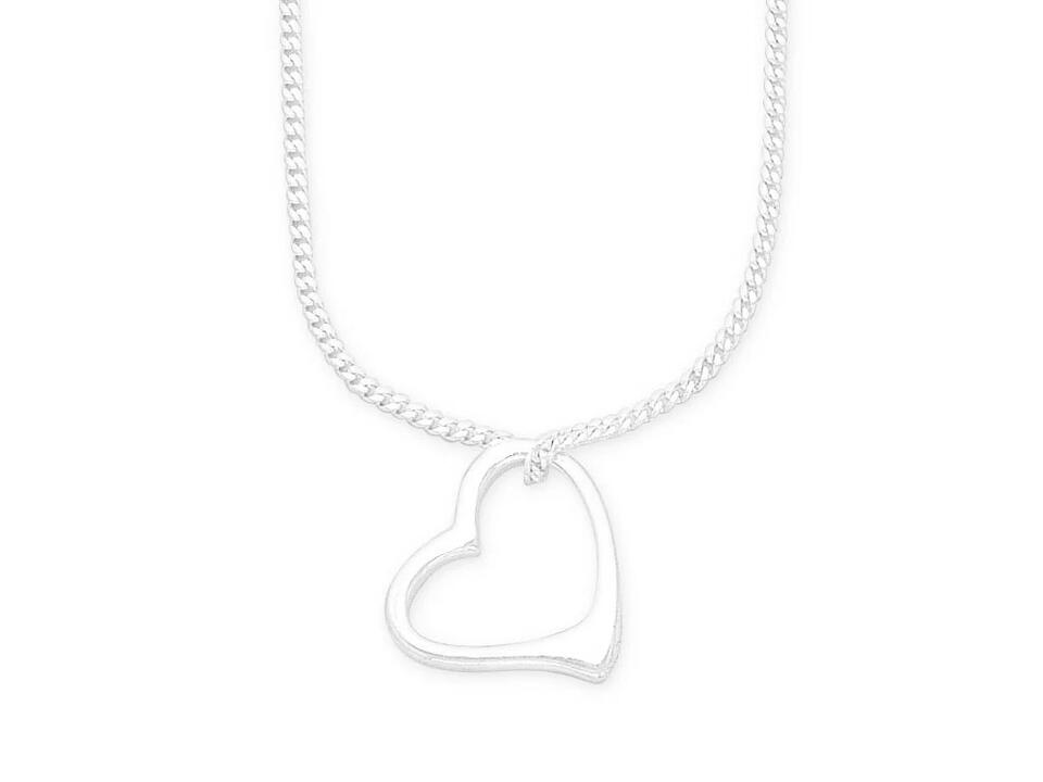Image of Necklaces. Productname: 45cm Sterling Silver Open Heart Necklace in Silver colour by brand - Bevilles