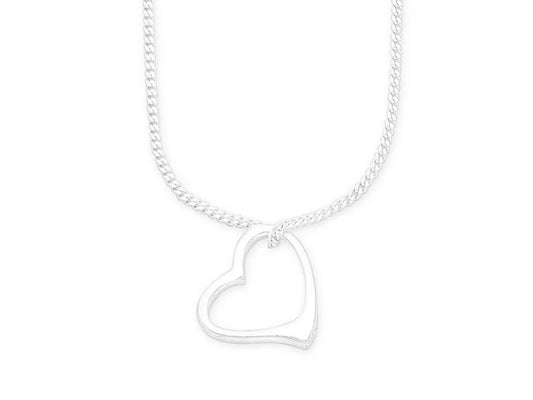 Image of Necklaces. Productname: 45cm Sterling Silver Open Heart Necklace in Silver colour by brand - Bevilles