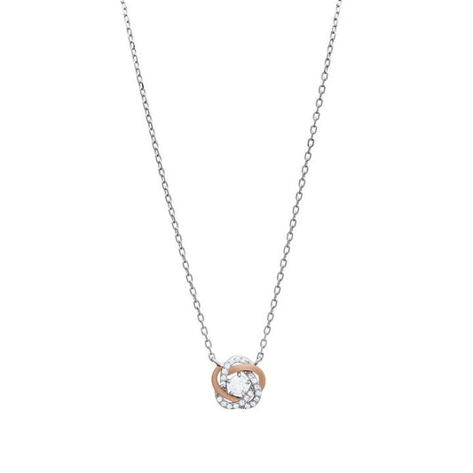 Image of Necklaces. Productname: 45cm Sterling Silver Cubic Zirconia Twist Necklace in Silver colour by brand - Bevilles
