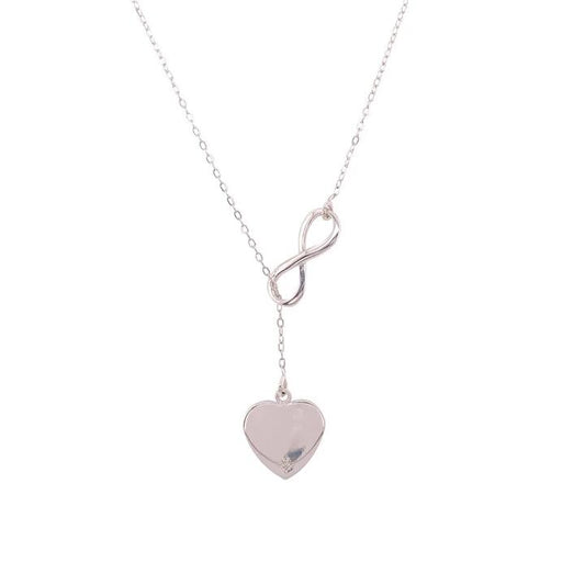 Image of Charms. Product name - 50cm Infinity Loop Heart Necklace in Sterling Silver in colour by brand - Bevilles