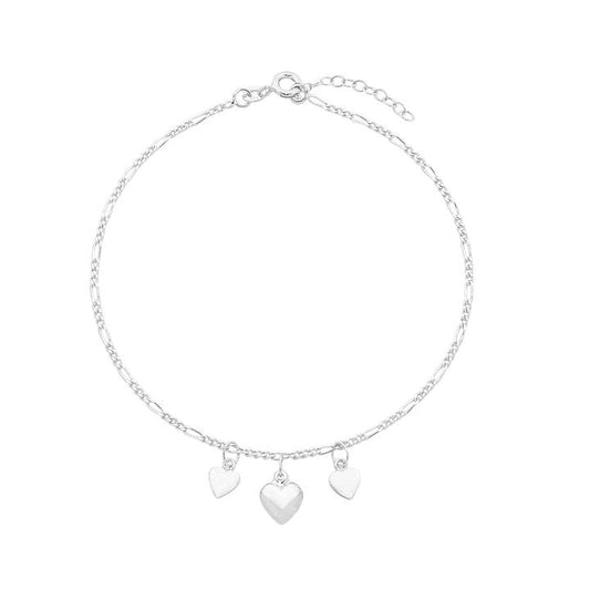 Image of Anklets. Productname: 25cm Heart Charm Anklet in Sterling Silver in Silver colour by brand - Bevilles