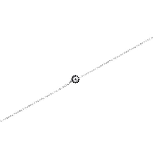 Image of Anklets. Productname: 27cm White and Blue Cubic Zirconia Evil Eye Anklet in Sterling Silver in Silver colour by brand - Bevilles