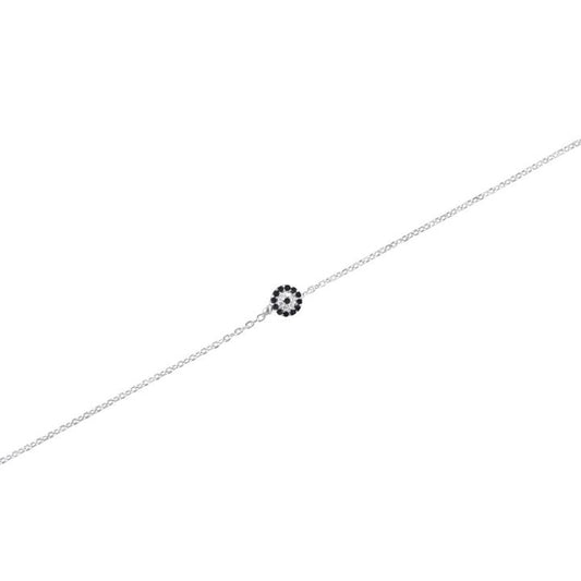 Image of Anklets. Productname: 27cm White and Blue Cubic Zirconia Evil Eye Anklet in Sterling Silver in Silver colour by brand - Bevilles