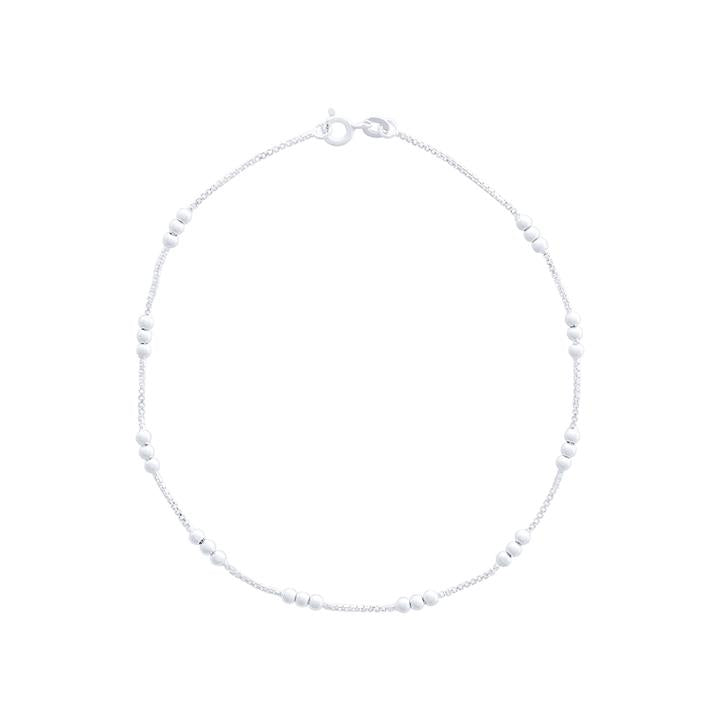 Image of Anklets. Productname: 25cm Sterling Silver Ball Station Chain Anklet in Silver colour by brand - Bevilles