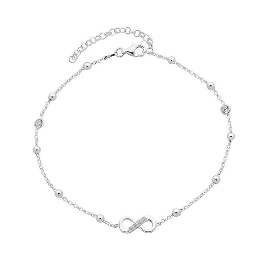 Image of Anklets. Productname: 27cm Sterling Silver Infinity Anklet in Silver colour by brand - Bevilles
