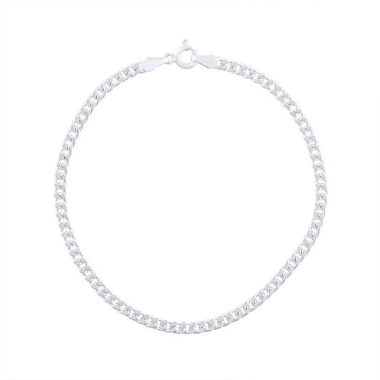 Image of Bracelets. Product name - 21cm 3mm Width Curb Bracelet in Sterling Silver in colour by brand - Bevilles