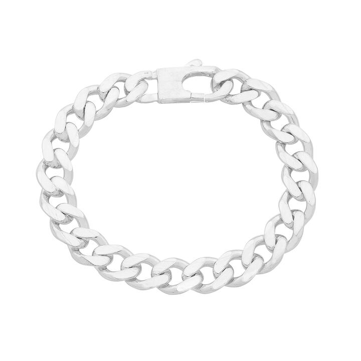 Image of Bracelets. Product name - 23cm 11.5mm Width Curb Chain Bracelet in Sterling Silver in colour by brand - Bevilles