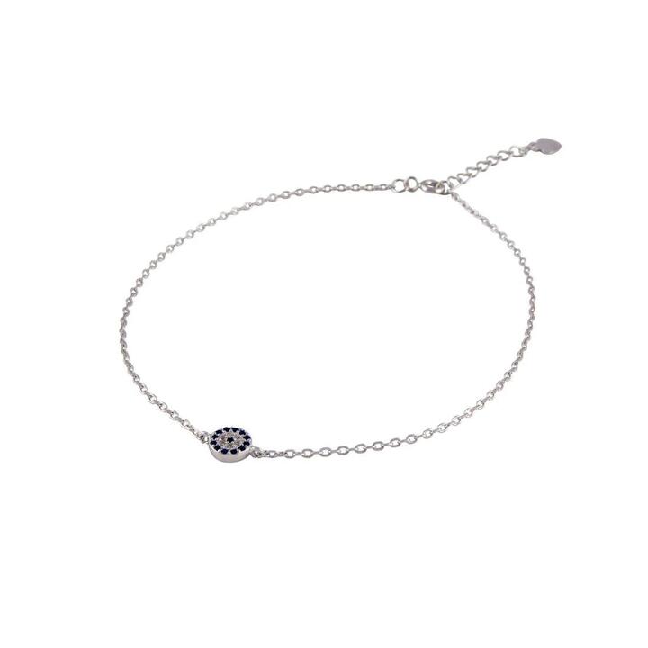 Image of Bracelets. Productname: 19cm Sterling Silver White and Blue Cubic Zirconia Evil Eye Bracelet in Silver colour by brand - Bevilles