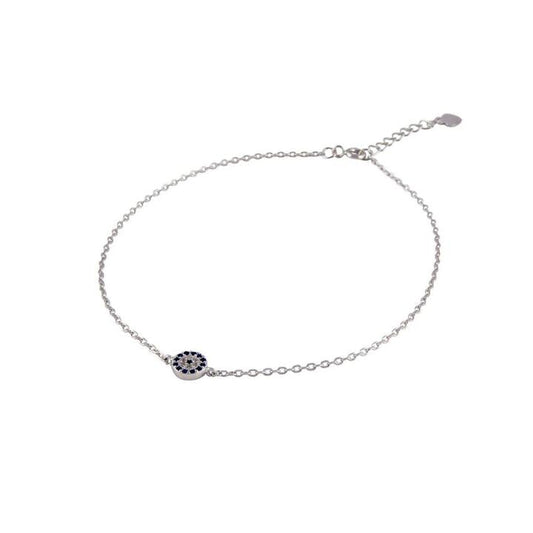 Image of Bracelets. Productname: 19cm Sterling Silver White and Blue Cubic Zirconia Evil Eye Bracelet in Silver colour by brand - Bevilles