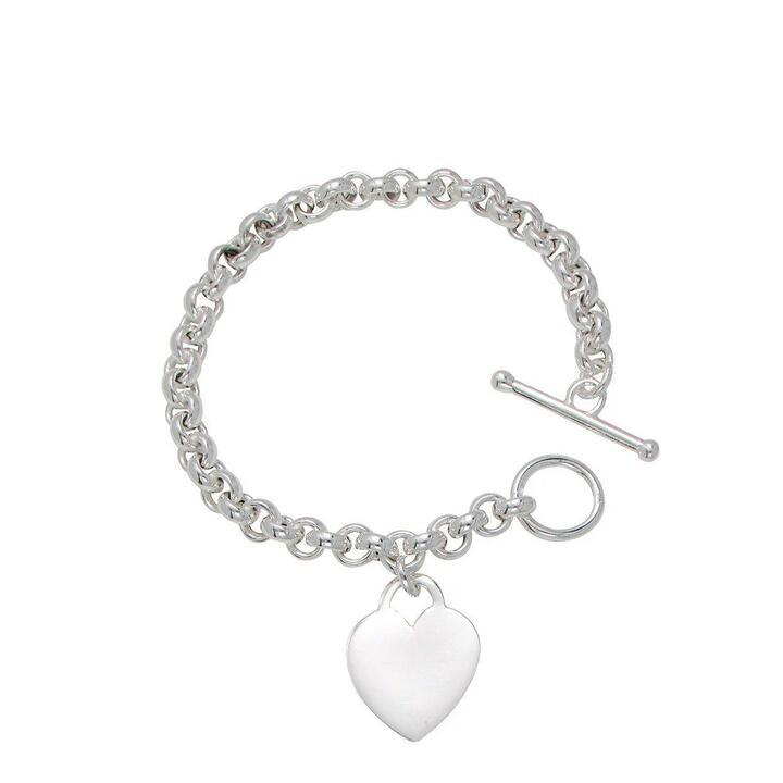 Image of Bracelets. Product name - 20cm Fob Heart Disc Belcher Bracelet in Sterling Silver in colour by brand - Bevilles