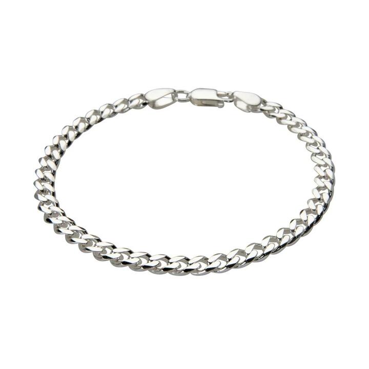 Image of Bracelets. Product name - 21cm 5.4mm Width Men's Curb Bracelet in Sterling Silver in colour by brand - Bevilles