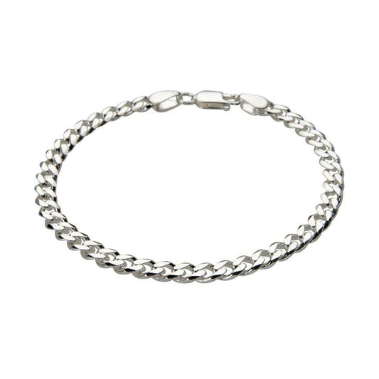 Image of Bracelets. Product name - 21cm 5.4mm Width Men's Curb Bracelet in Sterling Silver in colour by brand - Bevilles
