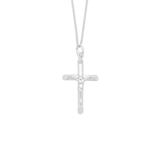 Image of Charms. Product name - 50cm Crucifix Cross Necklace in Sterling Silver in colour by brand - Bevilles