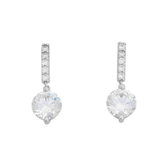 Image of Earrings. Productname: Sterling Silver Cubic Zirconia Drop Earrings in Silver colour by brand - Bevilles