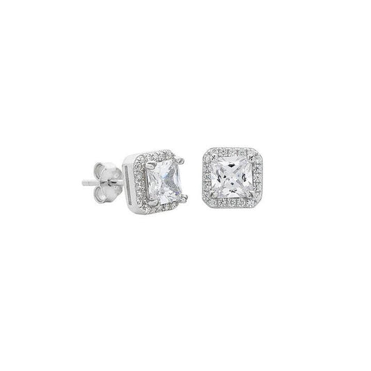 Image of Earrings. Productname: Sterling Silver Cubic Zirconia Stud Earrings in Silver colour by brand - Bevilles