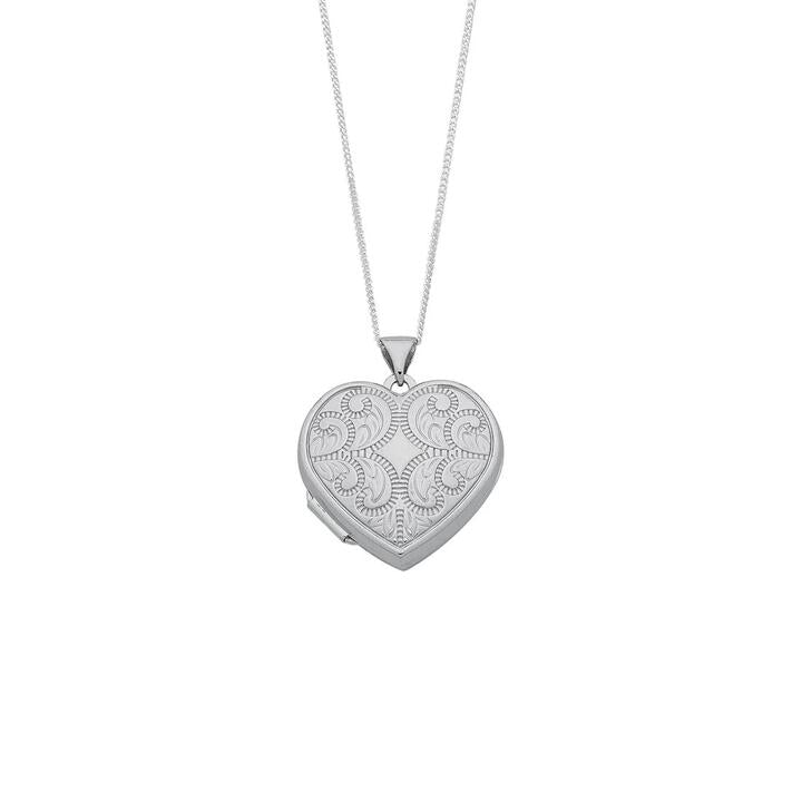 Image of Charms. Product name - 45cm Heart Locket Necklace in Sterling Silver in colour by brand - Bevilles