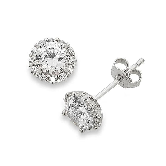 Image of Earrings. Productname: 5mm Sterling Silver Cubic Zirconia Earrings in Silver colour by brand - Bevilles