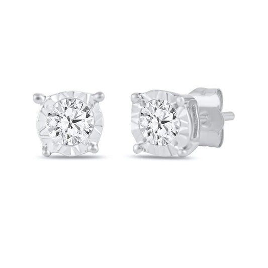 Image of Earrings. Product name - Tia Miracle Diamond Set Stud Earrings in 9kt White Gold in colour by brand - Bevilles