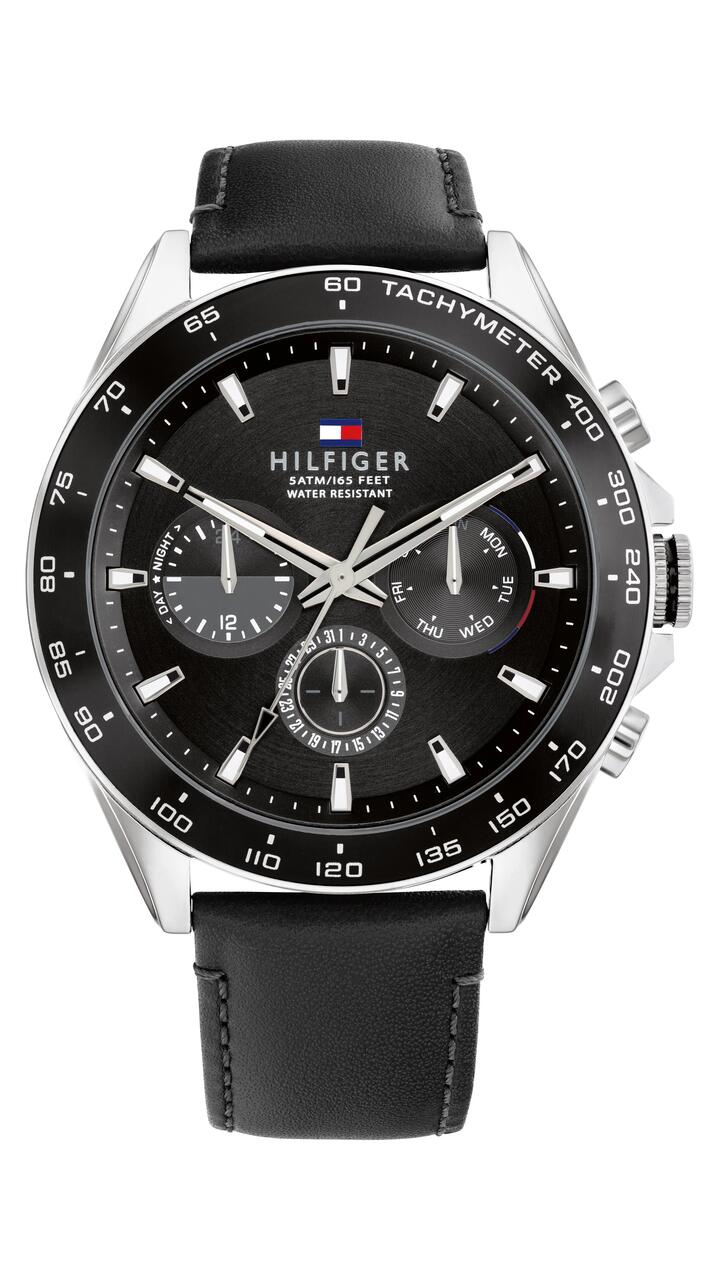 Image of Watches. Productname: Tommy Hilfiger Owen Silver and Black Men's Watch 1791964 in Watch colour by brand - Tommy Hilfiger